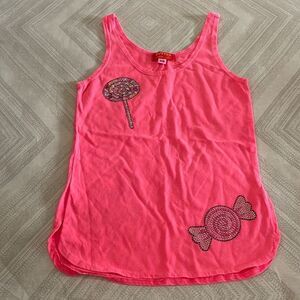 Butter Girls Neon Pink Sparkle Candy Tank Top